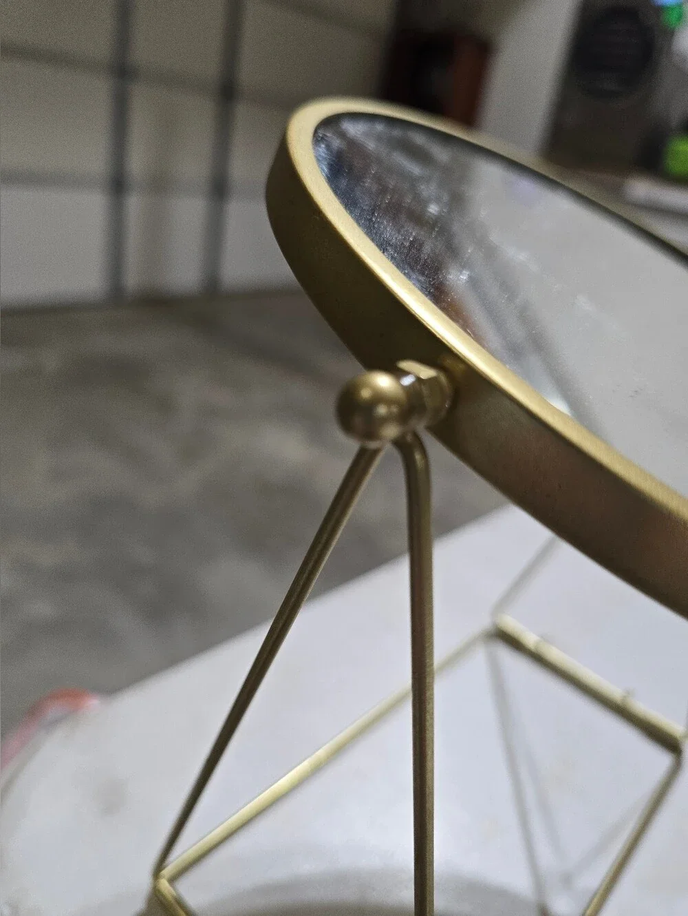 Gold Oval Freestanding Vanity Mirror
